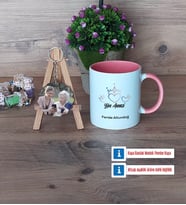 Yılın Annesi Kupa Bardak Beyaz ve Fotoğraflı Ahşap Anahtarlık Hediye (Model 6)