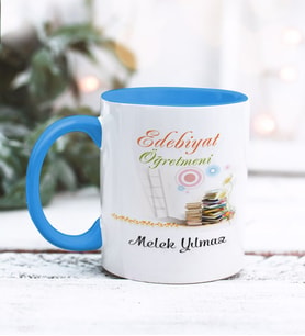 Edebiyat Öğretmeni Tasarımlı Kişiye Özel Kupa Bardak (Mavi)