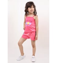 Toontoy Kız Bebek Baskılı Şortlu Takım (Fuşya)