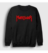 Presmono Unisex Beyaz Logo Manowar Sweatshirt 64018tt (Siyah)
