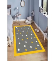 Dijital Baskılı Kaymaz Taban Yıkanabilir Kolay Temizlenir Modern Çocuk Odası Halısı NDÇ-HT-1124 (Sarı)