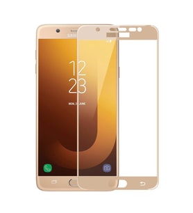Galaxy J7 Max Ekran Koruyucu Ekranı Tam Kaplayan Düz Cam Ekran Koruyucu (Gold)