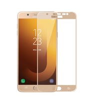 Galaxy J7 Max Ekran Koruyucu Ekranı Tam Kaplayan Düz Cam Ekran Koruyucu (Gold)