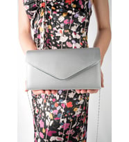 Kadın Gece&Abiye Saten Zincirli Portföy& Clutch (Gümüş)