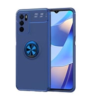 Oppo A16 Kılıf Standlı Yüzüklü Manyetik Silikon (Mavi)