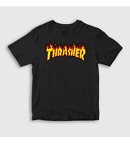 Presmono Unisex Çocuk Beyaz Logo V1 Thrasher T-Shirt 278182tt (Siyah)