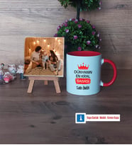 Babalar Günü Hediyesi Fotoğraflı Dekoratif Taş, Kupa Bardak Beyaz HediyeBabaya Hediye (Model 2)