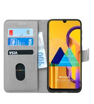Microsonic Samsung Galaxy M30s Kılıf Fabric Book Wallet (Gri)