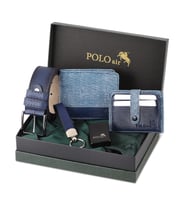 Polo Air Kemer Cüzdan Kartlık Anahtarlık Benzinli Polo Air Çakmak Hediyelik Kutusunda  CHM-11 (Lacivert)