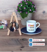Biyoloji Mühendisi Türk Kahvesi Fincanı Ahşap Altlıklı ve Fotoğraflı Ahşap Anahtarlık Hediye (Model 4)