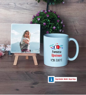 Fransızca Öğretmeni Fotoğraflı Dekoratif Taş, Kupa Bardak Beyaz Hediye Öğretmenler Günü Hediyesi (Model 1)