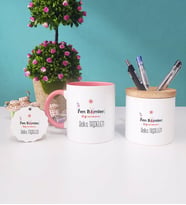 Fen Bilimleri Öğretmeni Kupa Bardak Kırmızı Kalemlik ve Anahtarlık (Model 4)