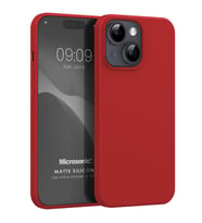 Microsonic Matte Silicone Apple iPhone 15 Plus Kılıf Siyah (Kırmızı)