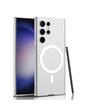 Galaxy S23 Ultra Kılıf Wireless Şarj Özellikli Zore Kıpta Magsafe Silikon Kılıf (Gümüş)