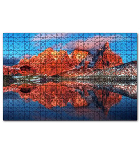 Cakapuzzle Kızıl Dağlar Berrak Göl Karlı Tepeler  Puzzle Yapboz MDF (Ahşap) (500 Parça)
