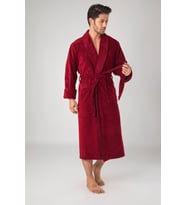 Taş Rengi Pitikare Desenli Bambo Cotton Erkek Bornozu (Bordo)