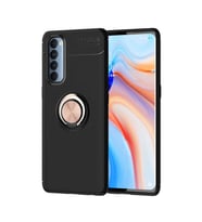 Oppo Reno 4 Pro 4G Kılıf Mıknatıslı Yüzüklü Standlı Yumuşak Silikon Kapak Ravel (Siyah-Rose Gold)