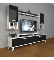 Decoraktiv Ekoflex 5da Slm Retro Tv Ünitesi Tv Sehpası (Beyaz-Siyah)