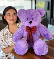 Özgüner 80-90 cm Rengarenk Papyonlu Ayıcık %100 yerli (Lila)