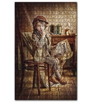 Cakapuzzle Gazete Okuyan Kasketli Çocuk Puzzle Yapboz MDF (Ahşap) (255 Parça)