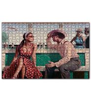 Cakapuzzle Kırmızı Puantiyeli Elbiseli Kız ve Aşığı  Puzzle Yapboz MDF (Ahşap) (500 Parça)