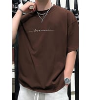Erkek Dreamer Baskılı Oversize Tshirt (Kahverengi)