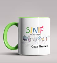 Kişiye Özel Sınıf Öğretmeni Tasarımlı Siyah Renk Kupa Bardak 14 (Yeşil)