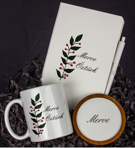 Kişiye Özel Defter Kalem Kupa Ve Bardak Altlığı Hediye Seti 103745 (Model 3)