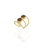 Kadir Jewellery 22 Ayar Altın Kaplama Kadın Zirkon Taşlı Yüzük (Bordo)