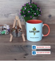 Komando Kupa Bardak Beyaz ve Fotoğraflı Ahşap Anahtarlık Hediye (Model 13)