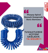 Plasyay Spiral Basınçlı Kompresör Hava Hortumu 8x14 mm 3.5 Metre (Mavi)