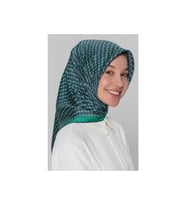 ARMİNE 90X90  İPEK EŞARP 8401D (SURA) (NOSTALJİ) (Zümrüt Yeşili)