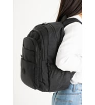 Kadın Sırt Çantası Çok Cepli 40*30 Cm Hafif Klinkır Kumaş Okul Çantası Spor Seyahat Çantası Su İtici (Siyah)