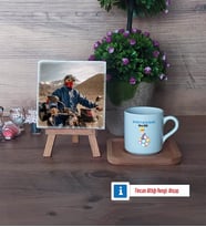 Metalurji ve Malzeme Mühendisi Fotoğraflı Dekoratif Taş, Ahşap Altlıklı Türk Kahvesi Fincanı Hediye (Model 1)