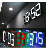 3D LED Dijital Alarm Termometre Takvim Özellikli Masa Duvar Saati (Mavi)