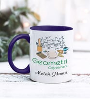 Geometri Öğretmeni Tasarımlı Kişiye Özel Kupa Bardak (Lacivert)