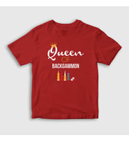 Presmono Unisex Çocuk Beyaz Queen Of Backgammon Oyun Tavla T-Shirt 418532tt (Kırmızı)