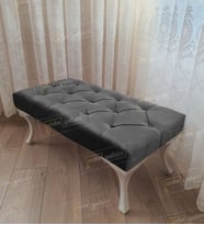 Kapitoneli Ayak Ucu Kapı Önü Antre Bench Puf Beyaz Ayak (100*45) (Antrasit)