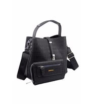 Just Polo Kilit Detaylı Kadın Kartlık ve Omuz Çanta Kombini PBU4002-1006 (Siyah)