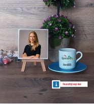 Bankacıya Hediye Fotoğraflı Dekoratif Taş, Ahşap Altlıklı Türk Kahvesi Fincanı Hediye (Model 5)