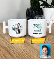 Kişiye Özel Karikatürlü Makine Mühendisi Hediye T Kupa Bardak Erkek Makine Mühendisine Mühendisler Günü Hediyesi (Beyaz)