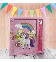 Unicorn At 13x18cm Anı Defteri ve Kalem Seti (Fuşya)
