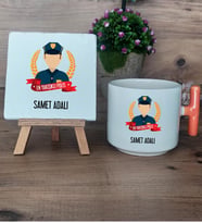 Erkek Polis Hediye Seti Kupa Bardak T Kulplu ve Dekoratif Taş Polisler Günü Erkek Polise Hediye (Model 7)