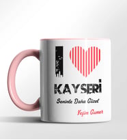Kişiye Özel Kayseri Seninle Daha Güzel Tema Siyah Renk Kupa (Pembe)