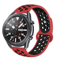 ​​Amazfit Pace GTR 2 2E Lite 47mm Kordon Delikli Spor Kordon (Kırmızı-Siyah)
