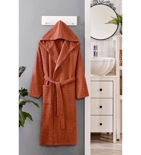 Kapüşonlu Unisex Banyo Bornozu %100 Soft Pamuklu (KAHVE)