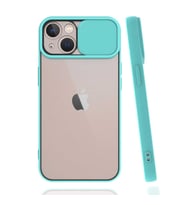 iPhone 13 Mini Kılıf Lensi Sürgülü Kamera Koruyucu Kılıf (Turkuaz)