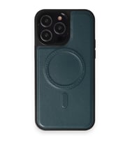 IPHONE 15 PRO MAX UYUMLU OZZİ MAGSAFE DERİ SİLİKON TELEFON KILIF (Haki)