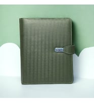 Çizgili Organizer Termo Deri Hesap Makineli - Mekanizmalı Tarihsiz Defter (Yeşil)