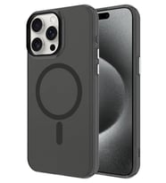 iPhone 15 Pro Max Kılıf Magsafe Şarj Özellikli Buzlu Transparan C-Pro Sert Kapak (Siyah)